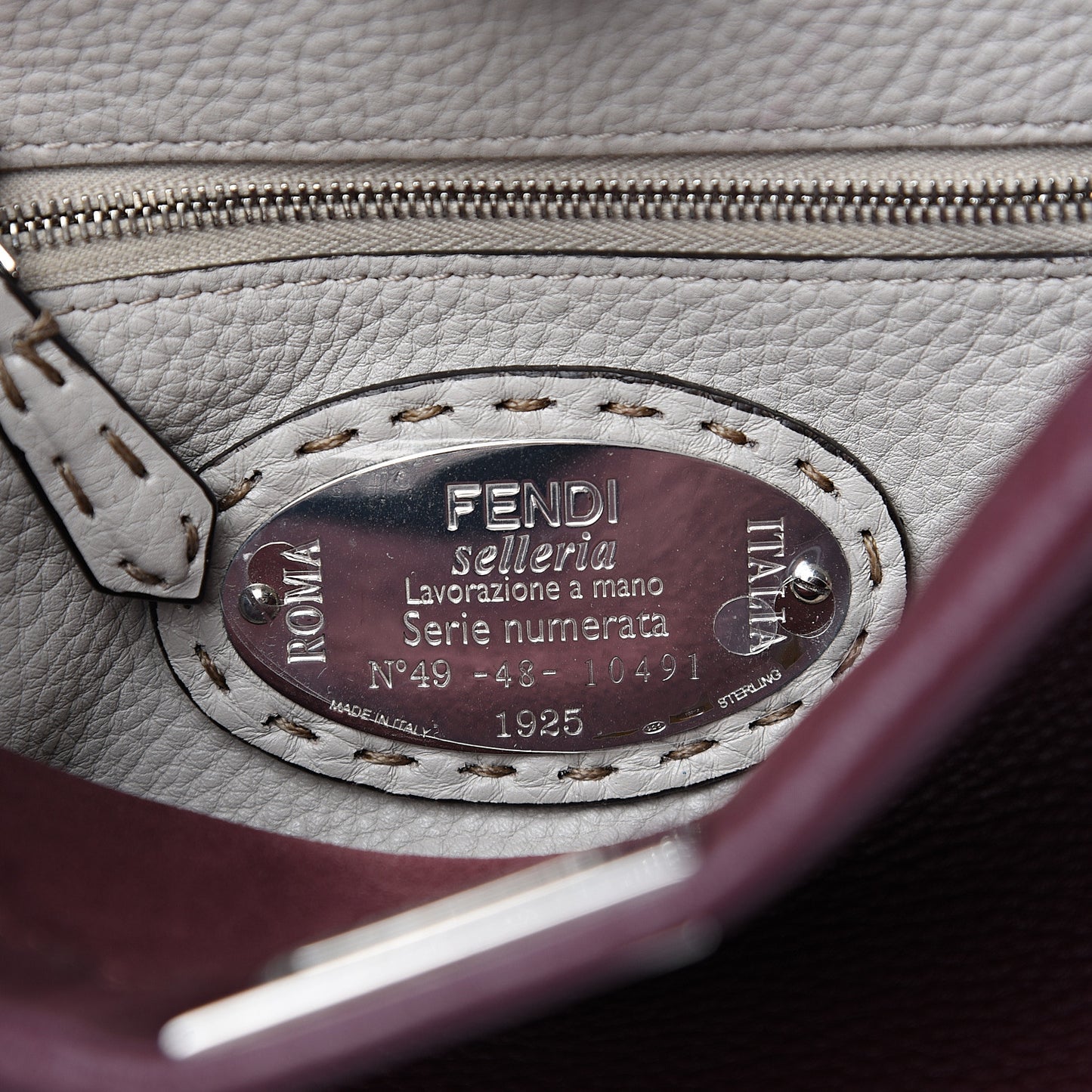 Cuoio Romano Selleria Bi-Color Mini Peekaboo Iconic Satchel Bordeaux Grigio Polvere