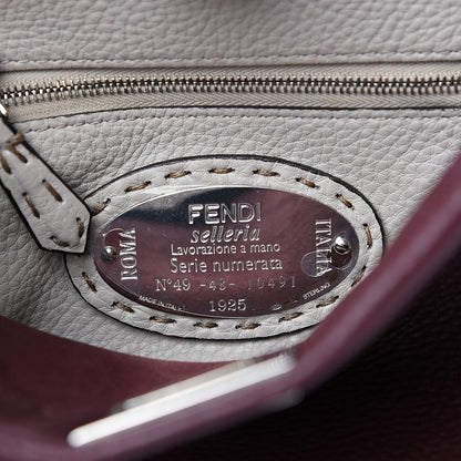 Fendi Cuoio Romano Selleria Bi-Color Mini Peekaboo Iconic Satchel Bordeaux Grigio Polvere 5 of 7