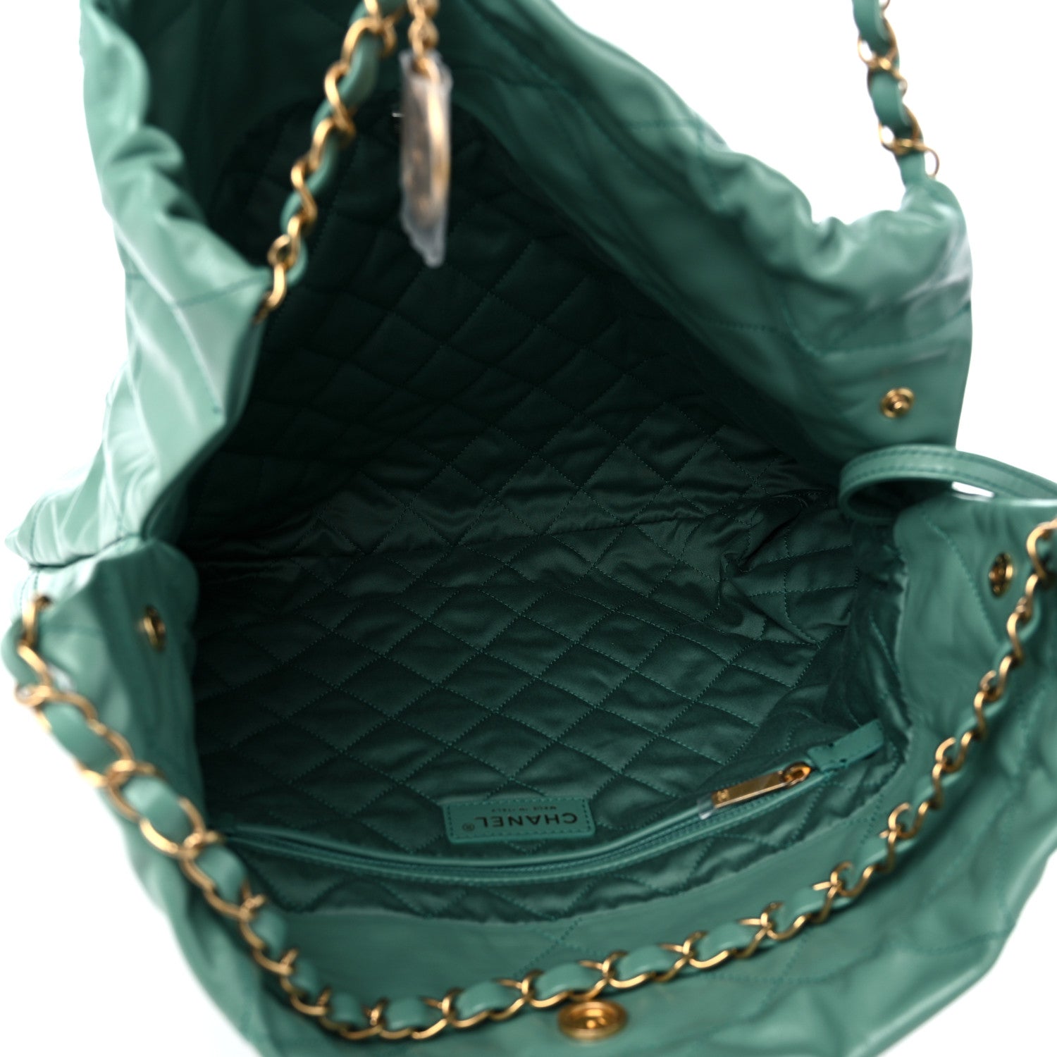 Chanel Shiny Calfskin Quilted Chanel 22 Green 6 of 10