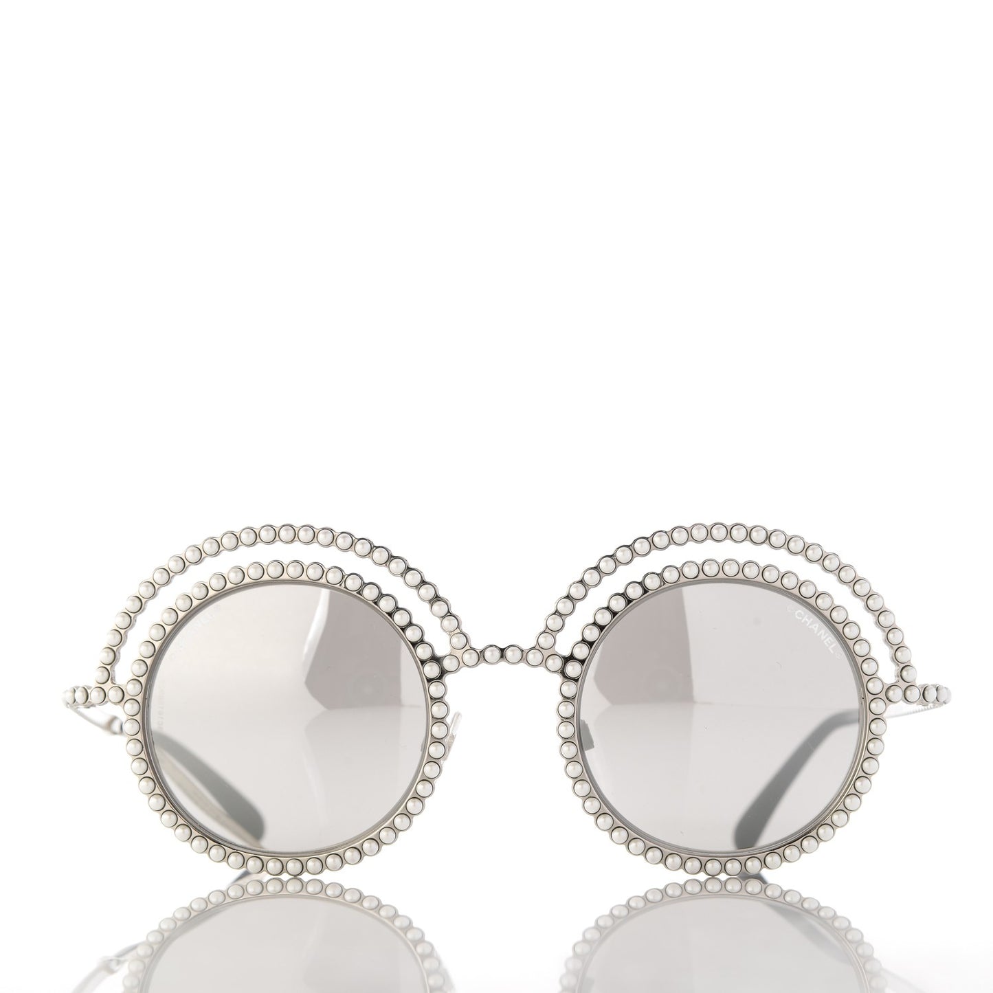 Pearl Round Sunglasses 71139 Silver