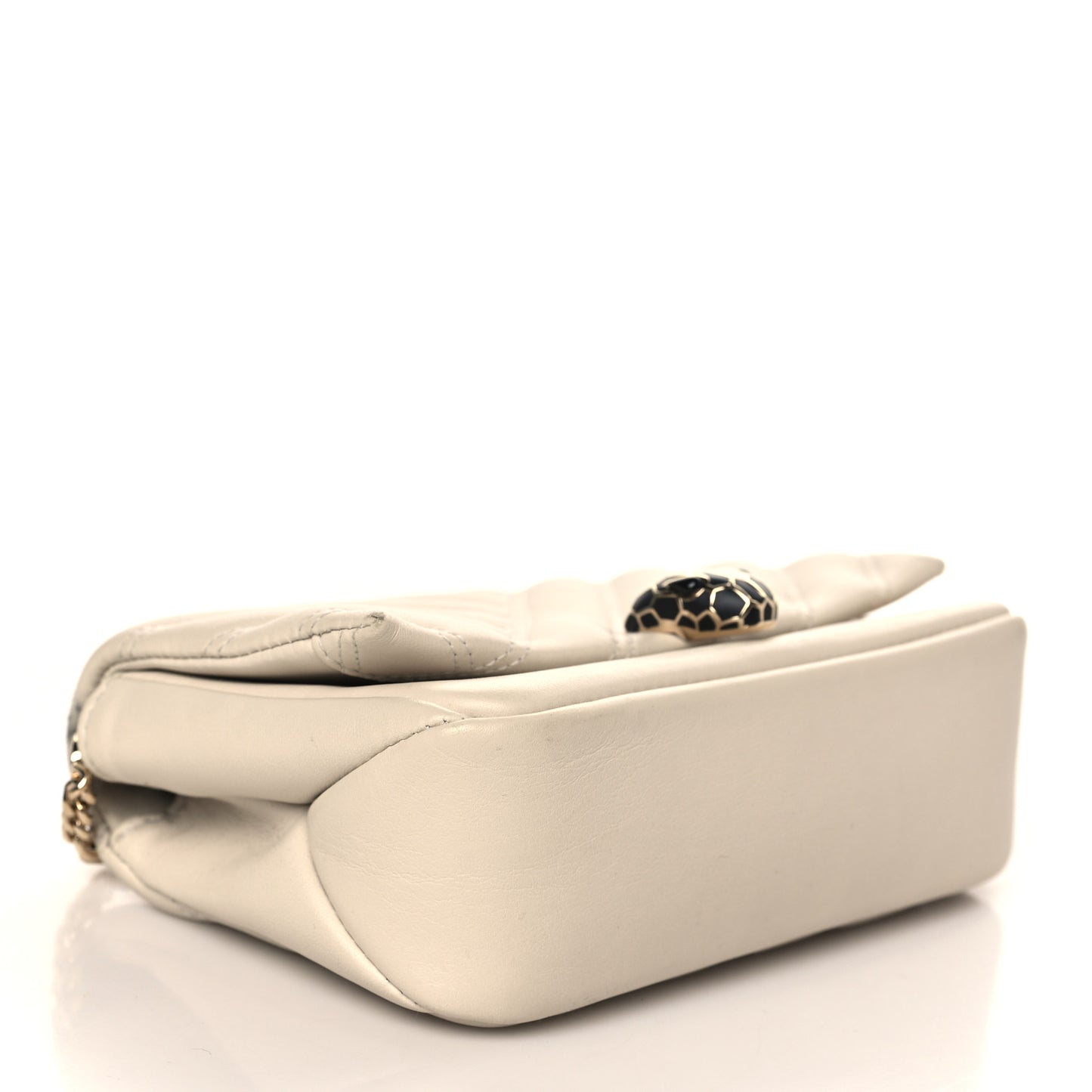 Calfskin Matelasse Serpenti Cabochon Shoulder Bag White