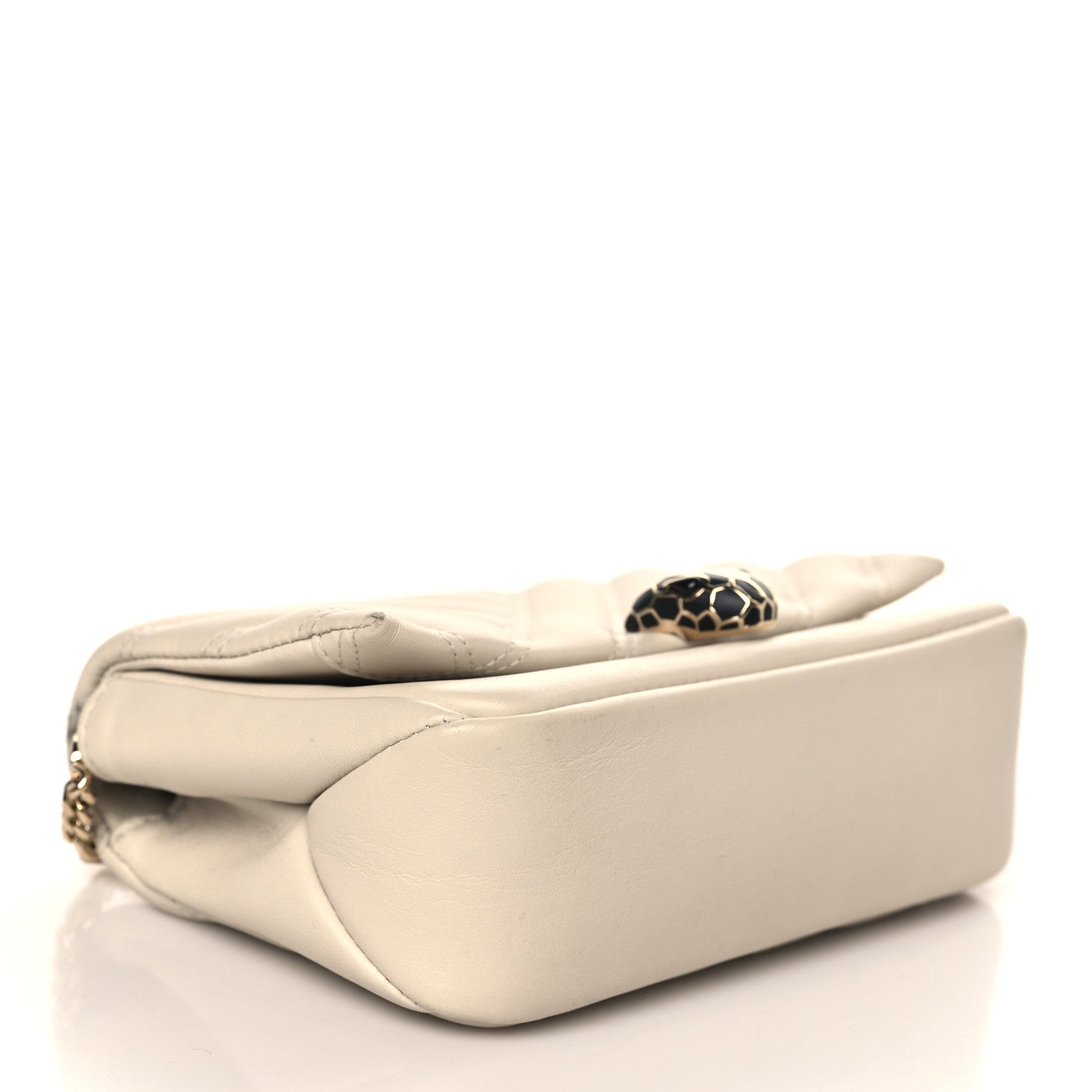 Bulgari Calfskin Matelasse Serpenti Cabochon Shoulder Bag White 4 of 11