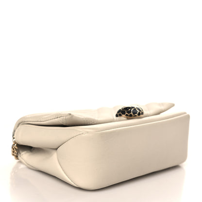 Bulgari Calfskin Matelasse Serpenti Cabochon Shoulder Bag White 4 of 11