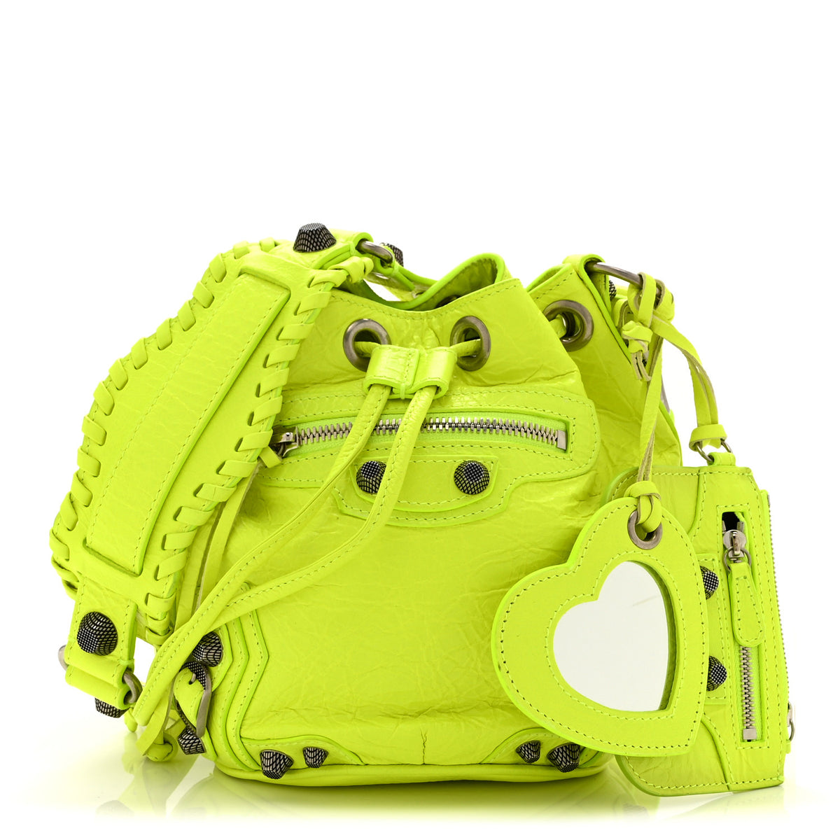 Agneau Arena Le Cagole Bucket Bag XS Fluo Yellow