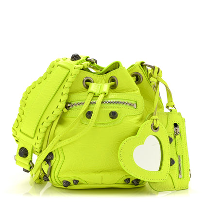 Balenciaga Agneau Arena Le Cagole Bucket Bag XS Fluo Yellow 1 of 10