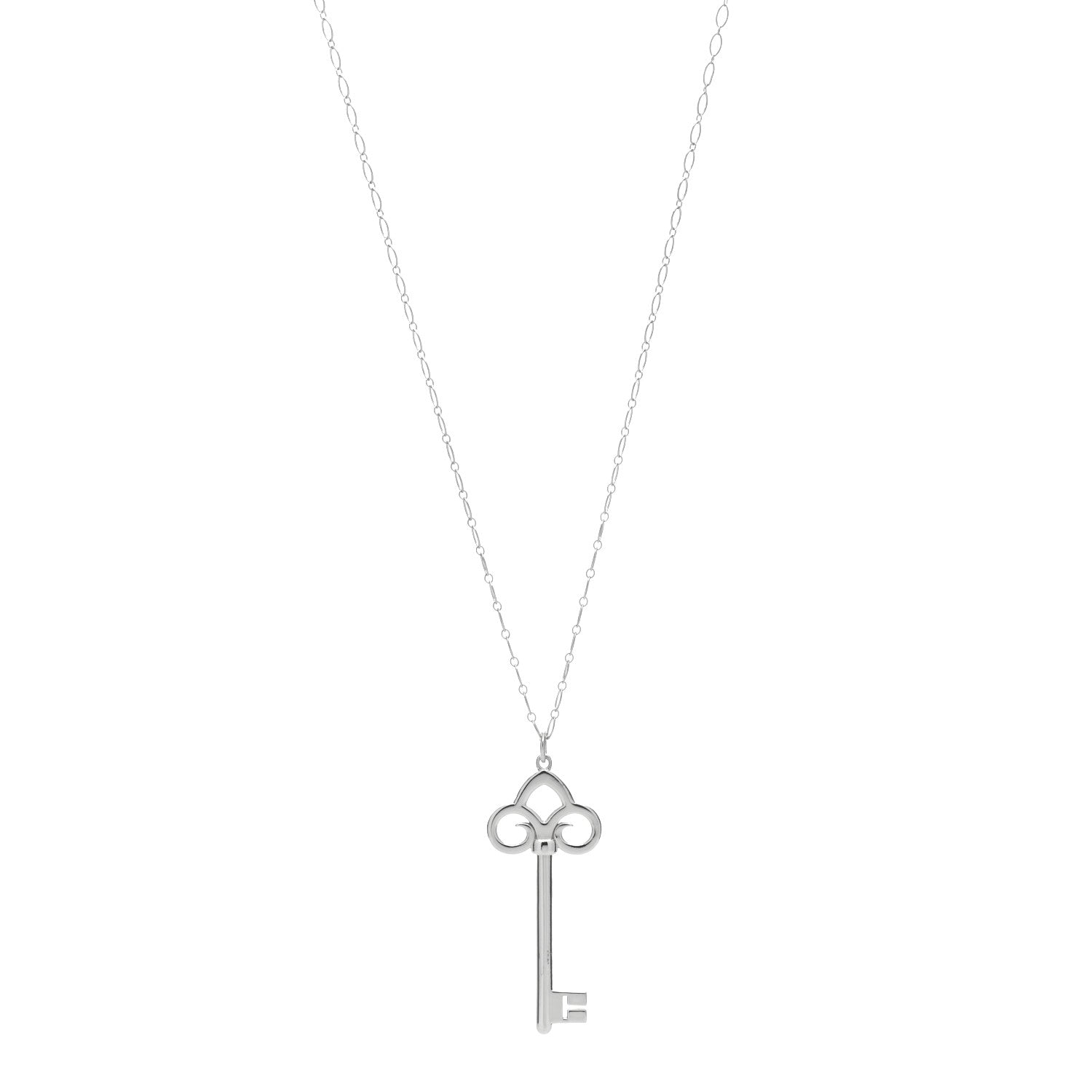 Tiffany Sterling Silver Fleur De Lis Key Pendant Necklace 1 of 4