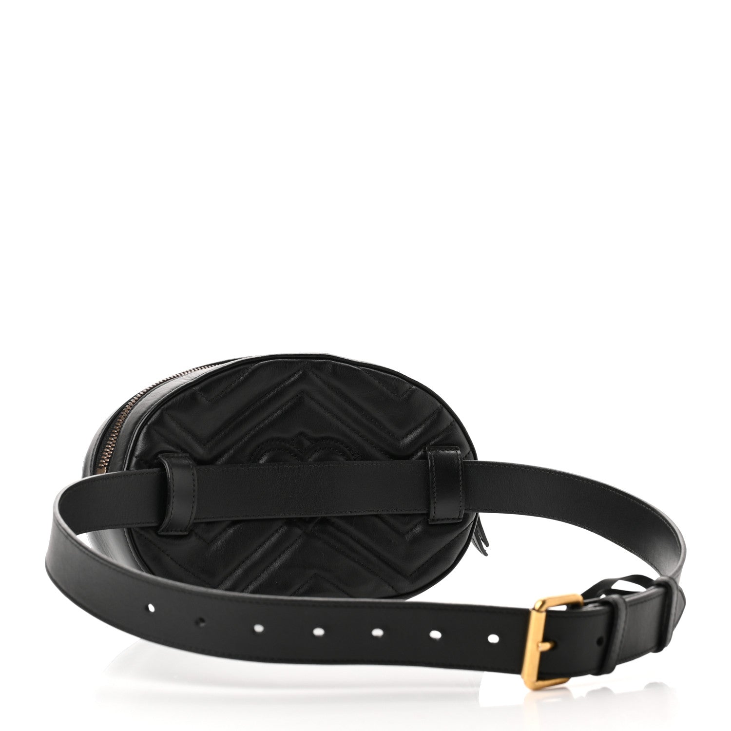 Gucci Calfskin Matelasse Animal Studs GG Marmont Belt Bag 85 34 Black 2 of 13