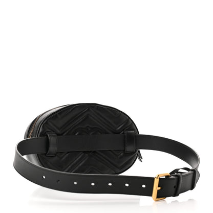 Gucci Calfskin Matelasse Animal Studs GG Marmont Belt Bag 85 34 Black 2 of 13