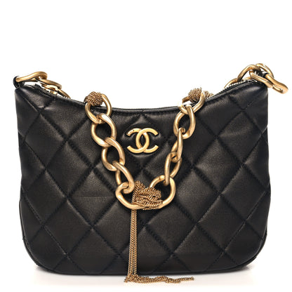 Chanel Lambskin Quilted CC Chain Hobo Black 1 of 11