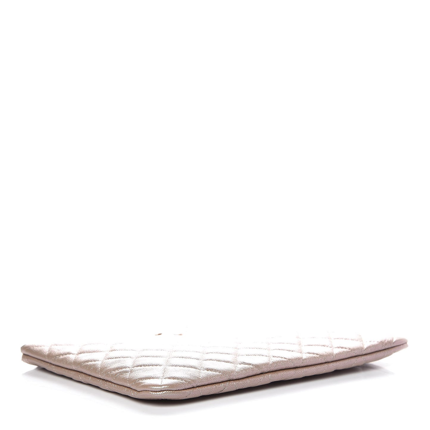 Iridescent Caviar Quilted Medium Cosmetic Case Beige