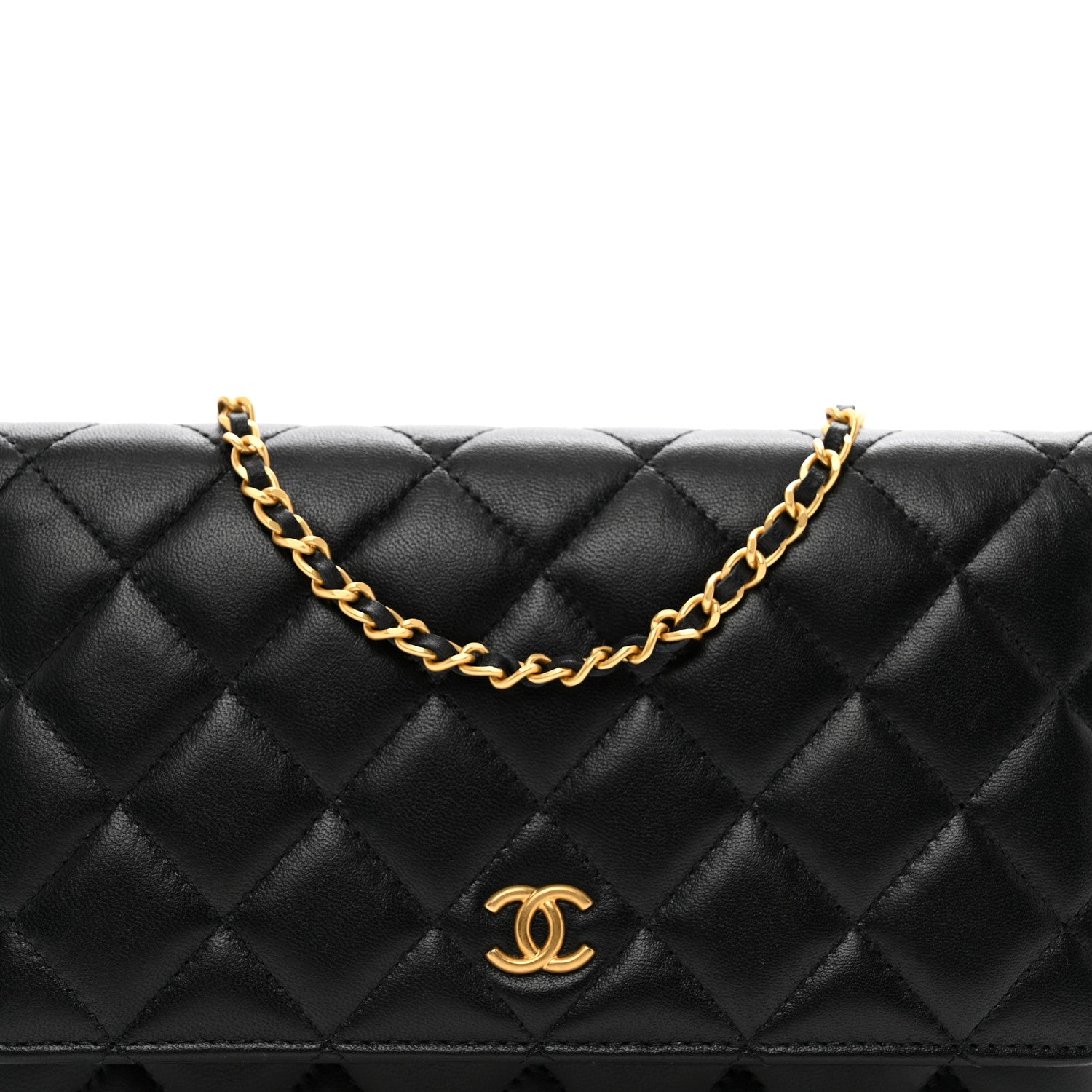 Chanel Lambskin Resin Quilted Coco Hearts Wallet On Chain WOC Black 5 of 11