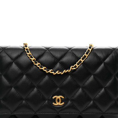 Chanel Lambskin Resin Quilted Coco Hearts Wallet On Chain WOC Black 5 of 11