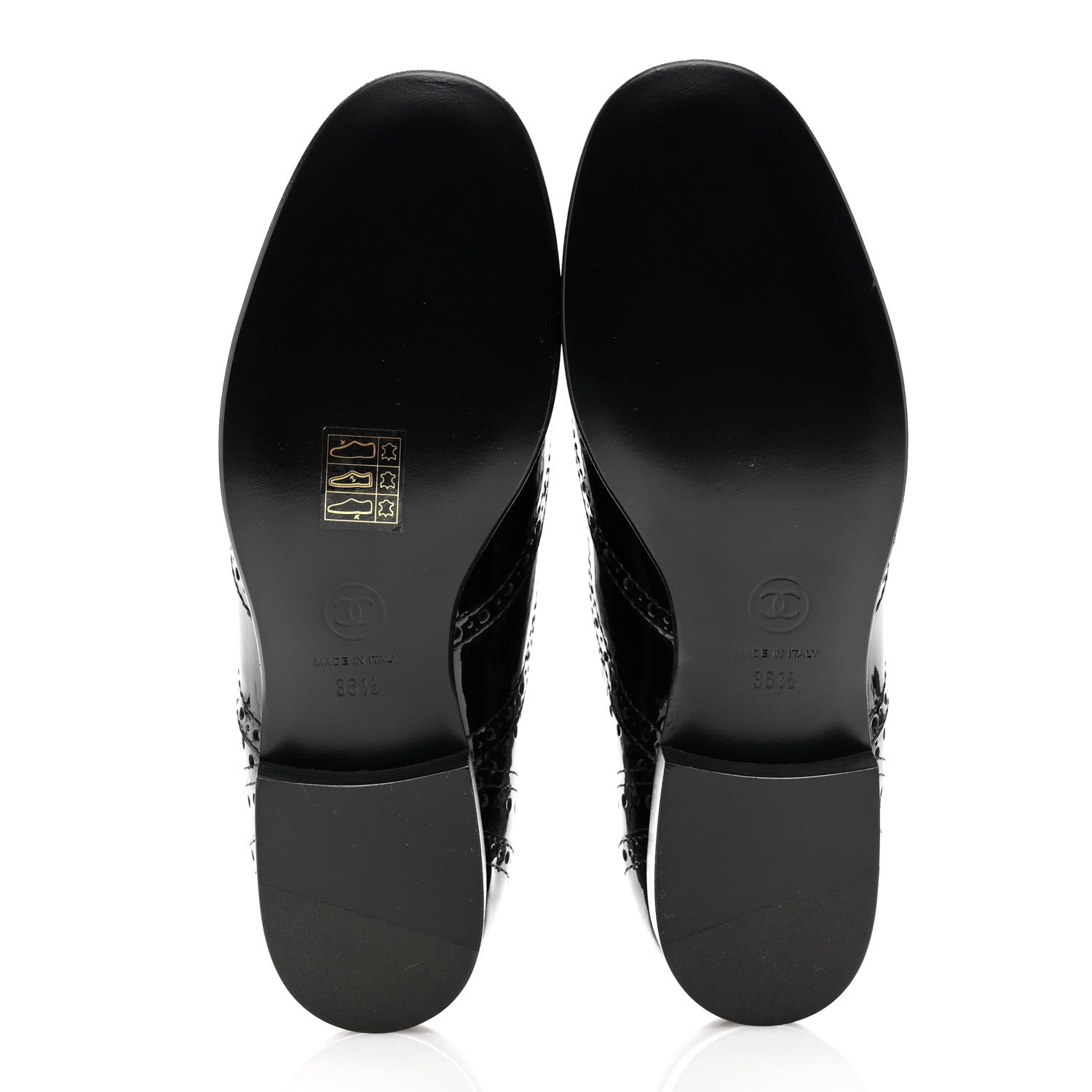 Chanel Patent Calfskin CC Brogue Lace Up Oxfords 36.5 Black 5 of 10