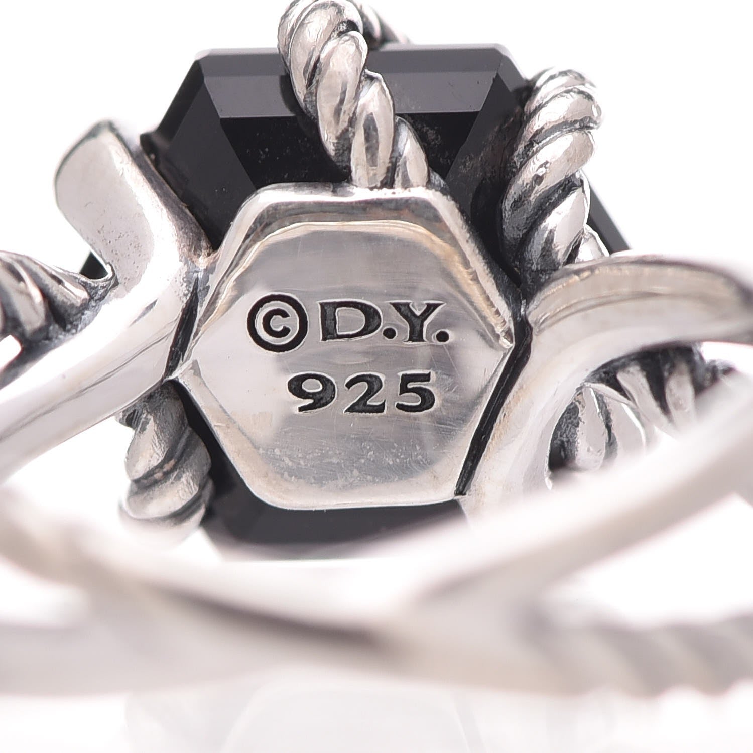 David Yurman Sterling Silver Diamond Black Onyx 10mm Cable Wrap Ring 49.5 5 4 of 5