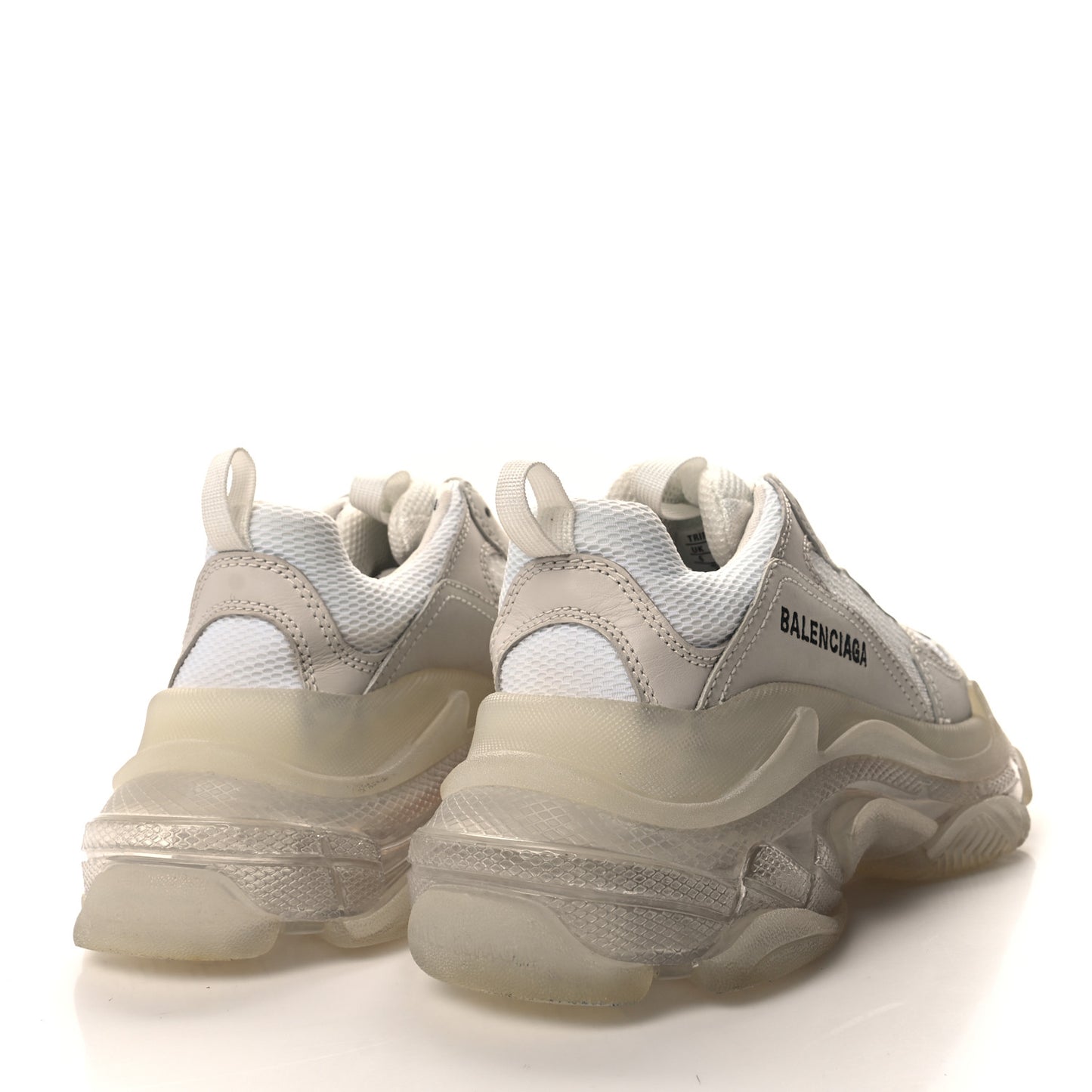 Fabric Mesh Clear Sole Womens Triple S Sneakers 38 White