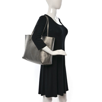 Alexander McQueen Metallic Saffiano Shopper Tote Silver 2 of 14