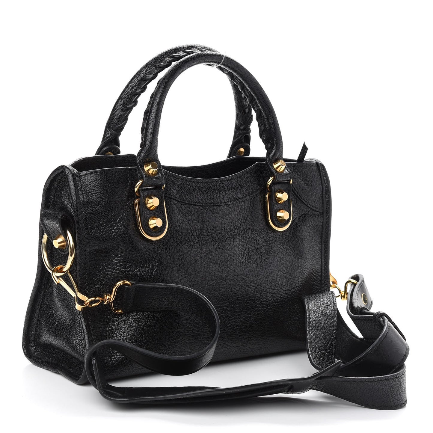 Chevre Gold Metallic Edge Hardware Mini City Black