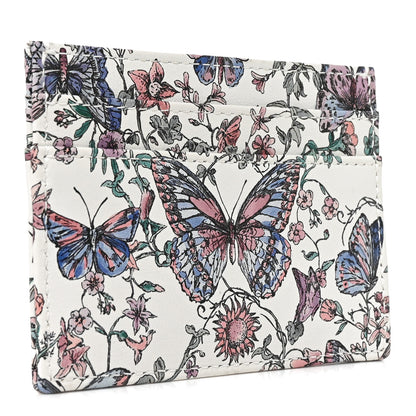 Christian Dior Calfskin Butterfly Printed Caro Five-Slot Card Holder White Multicolor 3 of 7
