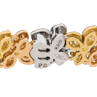 Pasquale Bruni 18K Yellow White Rose Gold Diamond Flower Link Bracelet 3 of 3