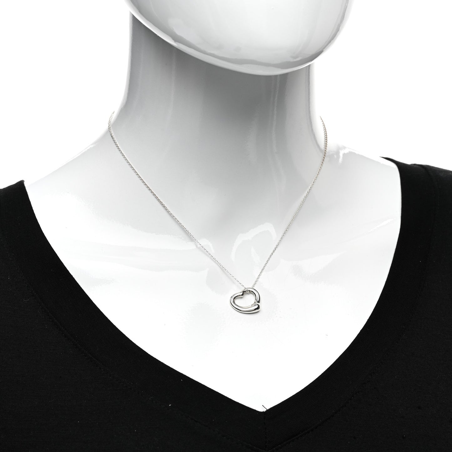 Sterling Silver 16mm Elsa Peretti Open Heart Pendant Necklace