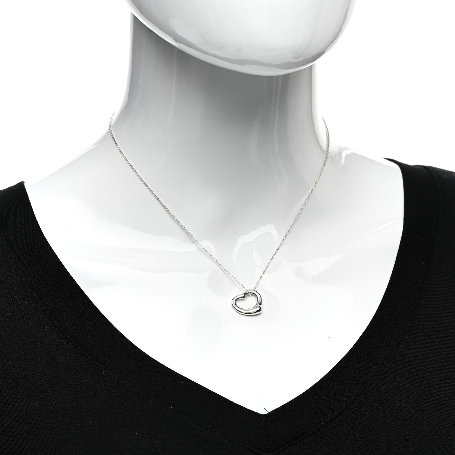 Tiffany Sterling Silver 16mm Elsa Peretti Open Heart Pendant Necklace 2 of 4