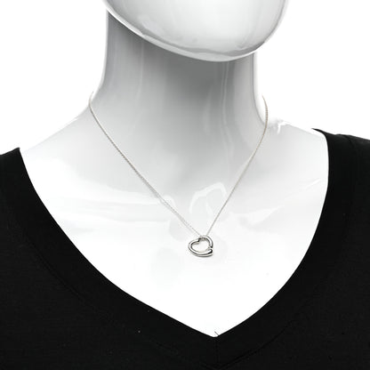 Tiffany Sterling Silver 16mm Elsa Peretti Open Heart Pendant Necklace 2 of 4
