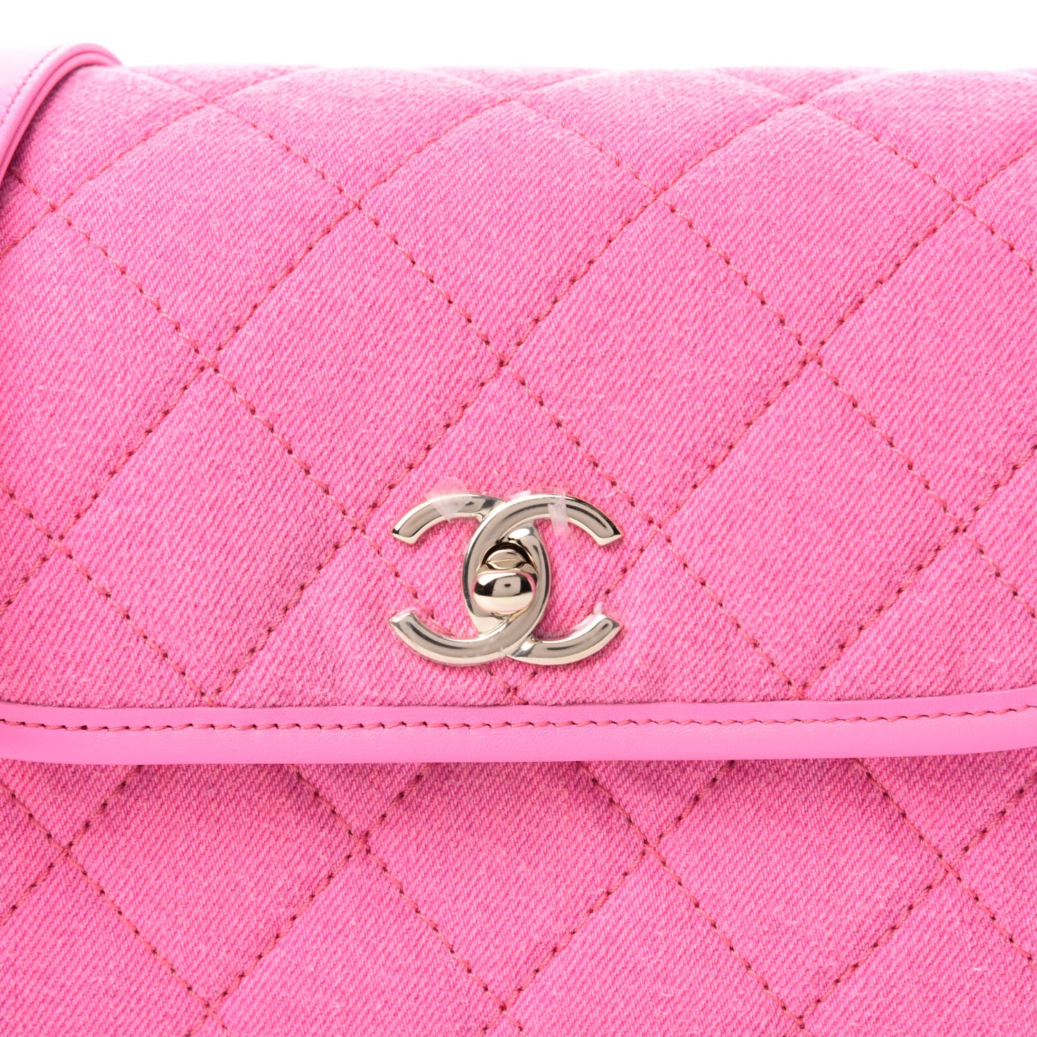Chanel Denim Quilted Small Messenger Flap Neon Pink 17 of 18