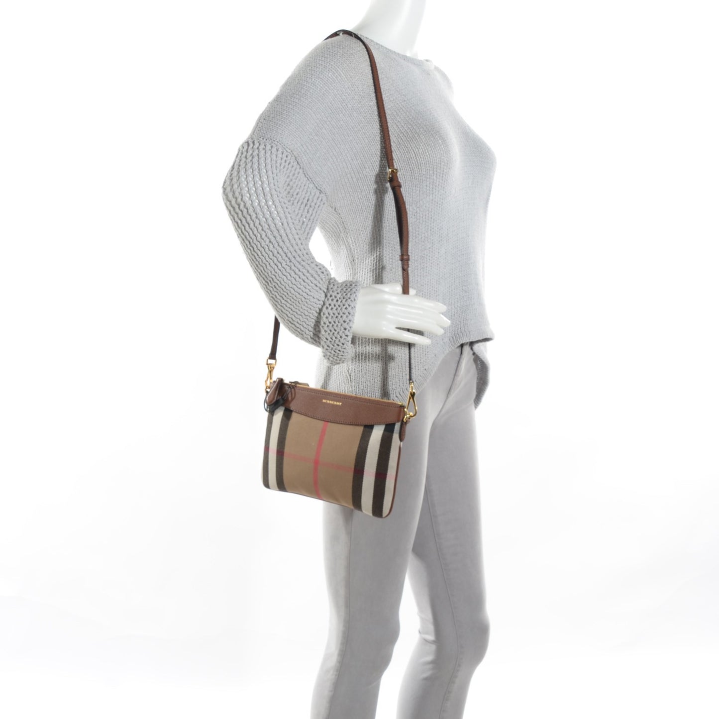 House Check Derby Peyton Crossbody Clutch Bag Tan