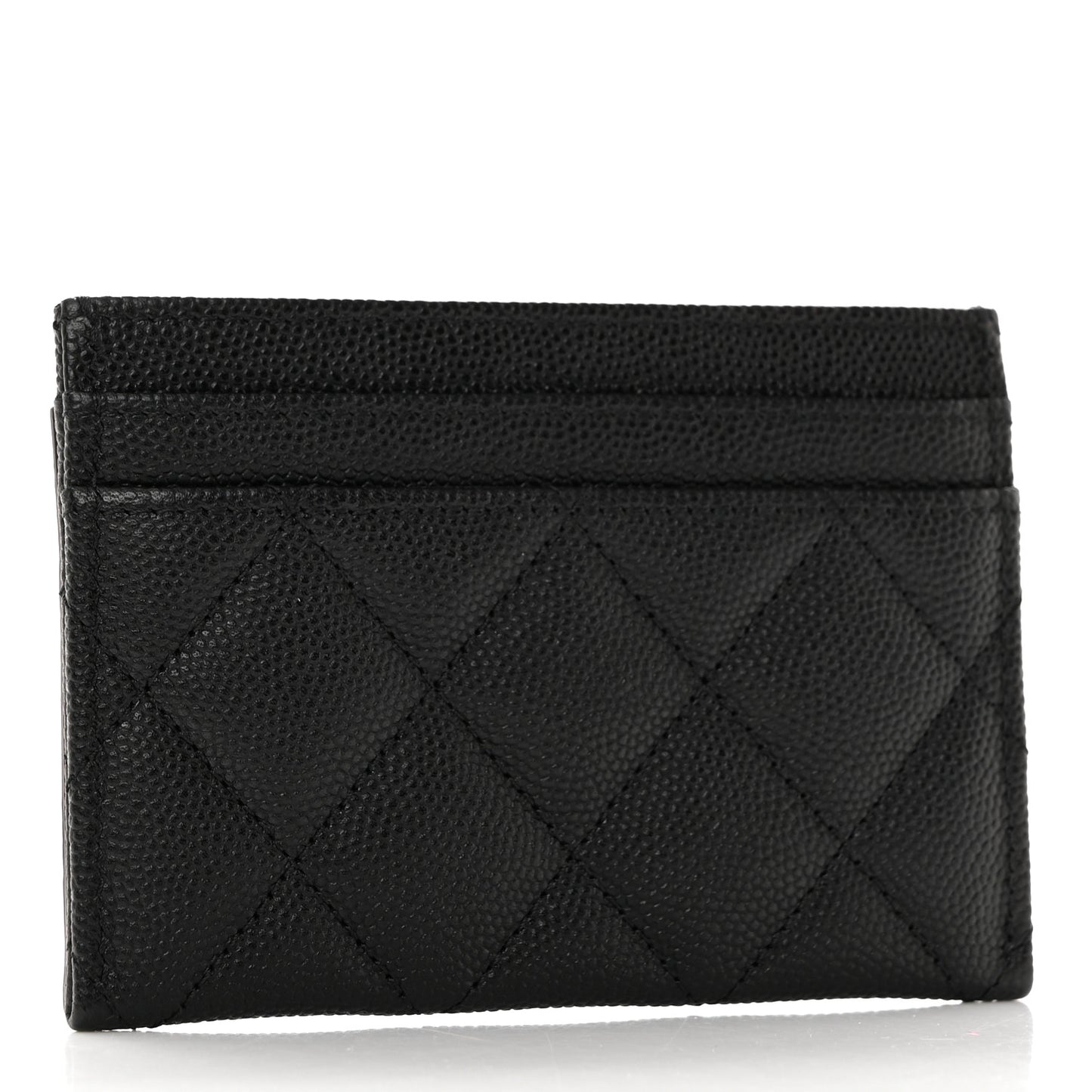 Caviar Quilted Filigree Card Holder Black