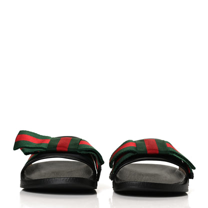 Gucci Satin Web Bow Slide Sandals 36 Black 2 of 12