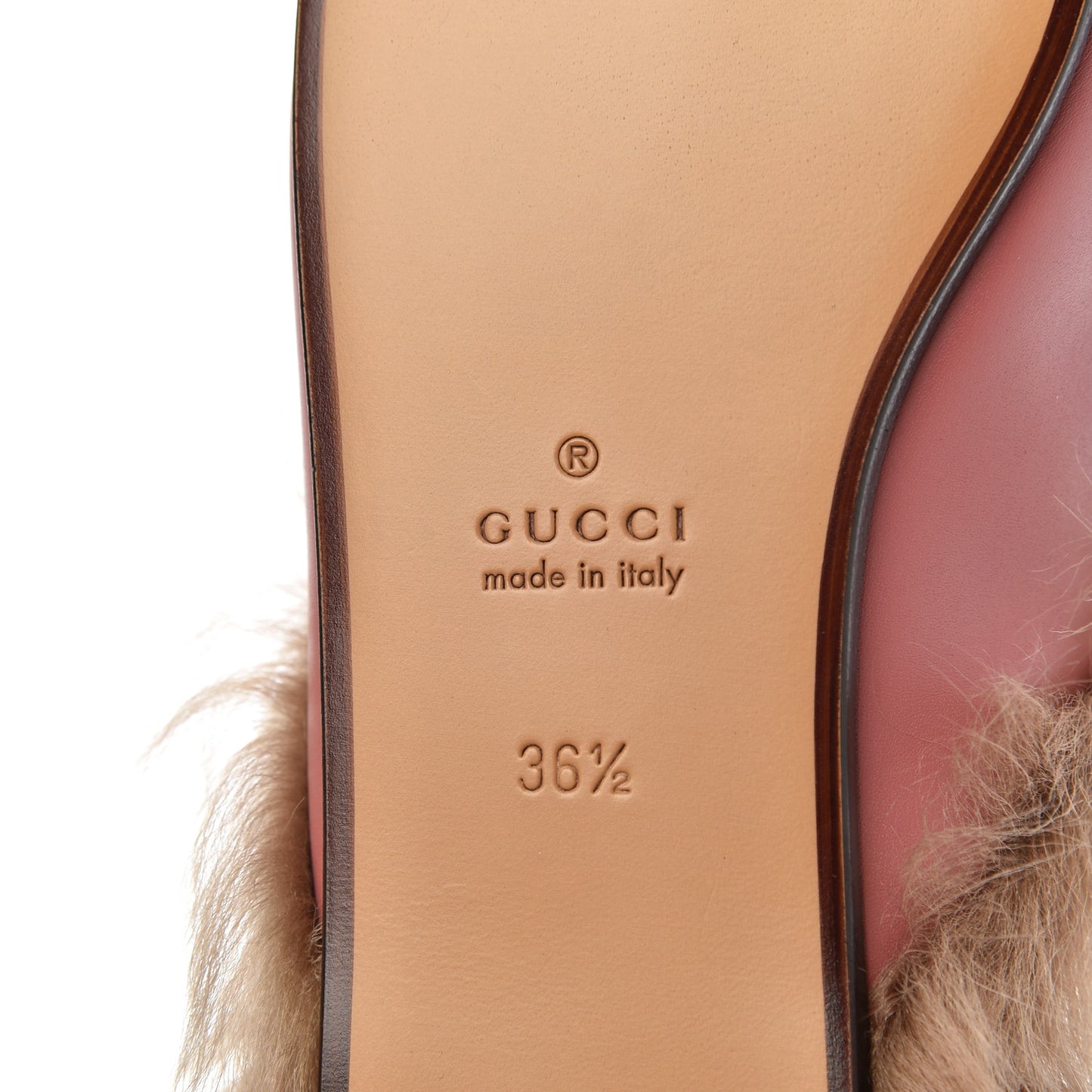 Calfskin Fur Womens Princetown Slippers 36.5 Lipstick Rose Natural