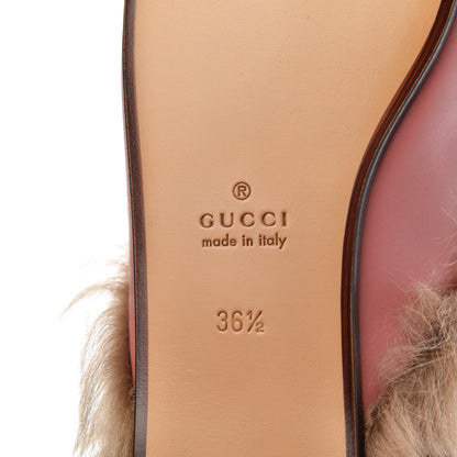 Gucci Calfskin Fur Womens Princetown Slippers 36.5 Lipstick Rose Natural 6 of 11