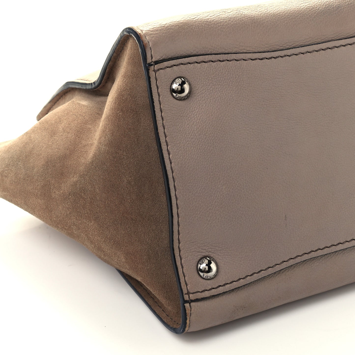 Glace Calf Suede Twin Pocket Tote Pomice