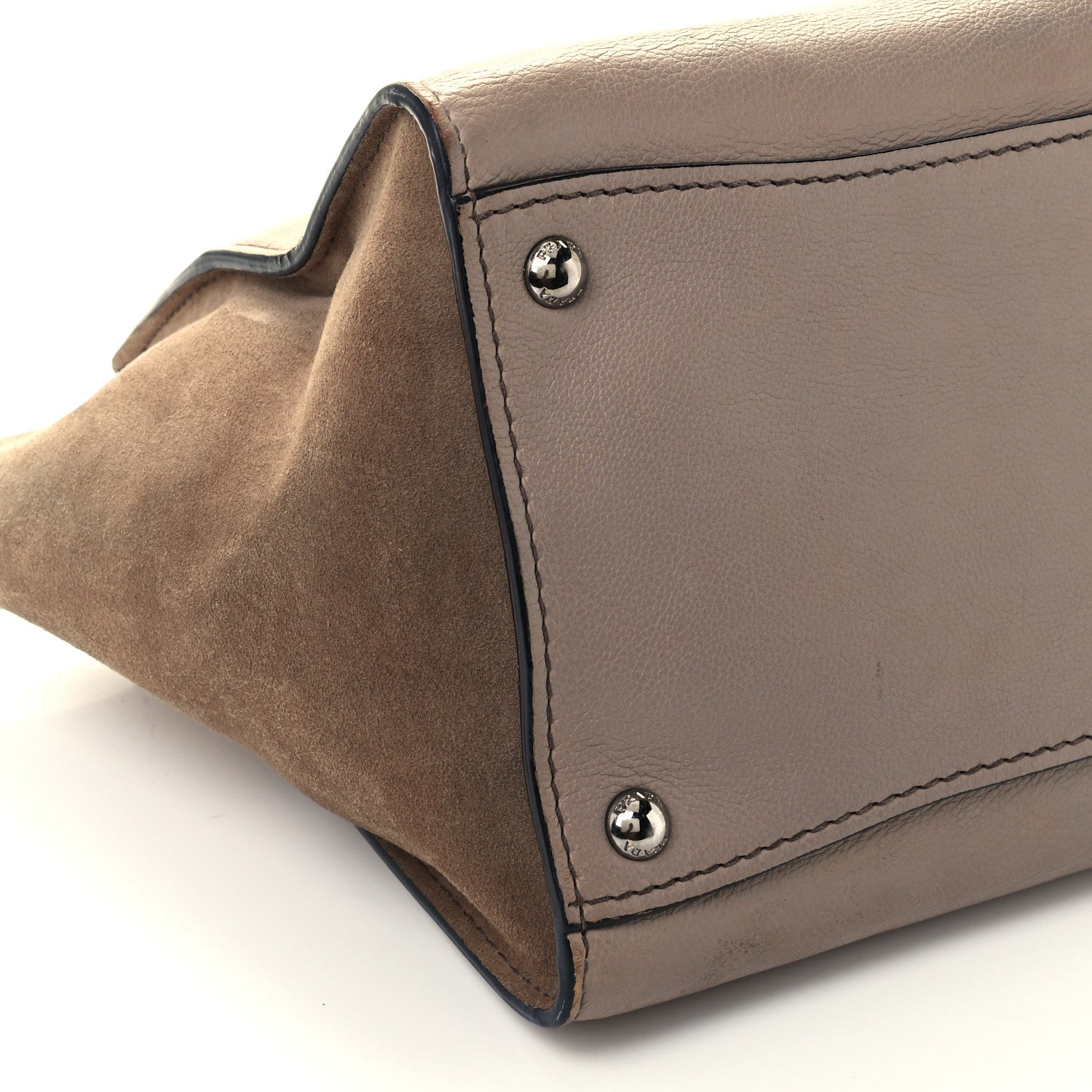 Prada Glace Calf Suede Twin Pocket Tote Pomice 9 of 10