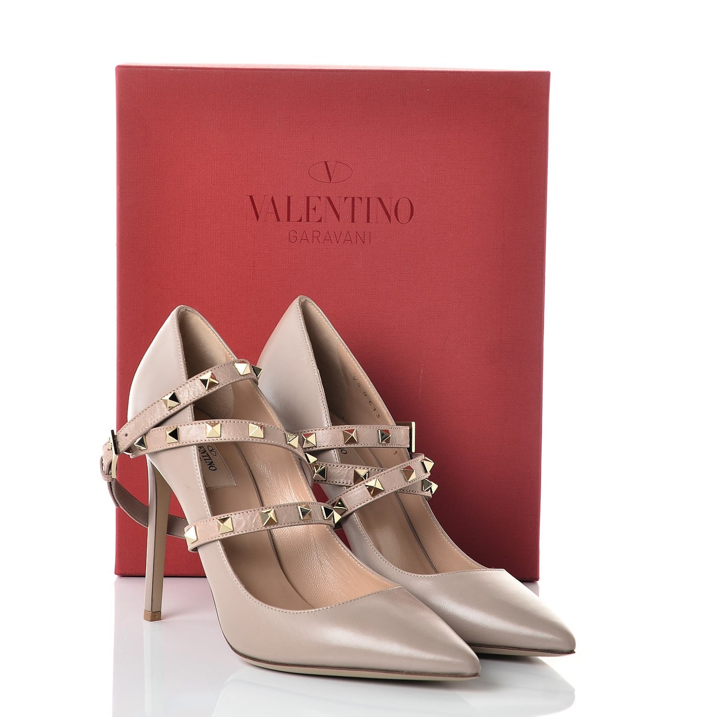 Nappa Rockstud Studwrap Strap 105mm Pumps 41 Poudre