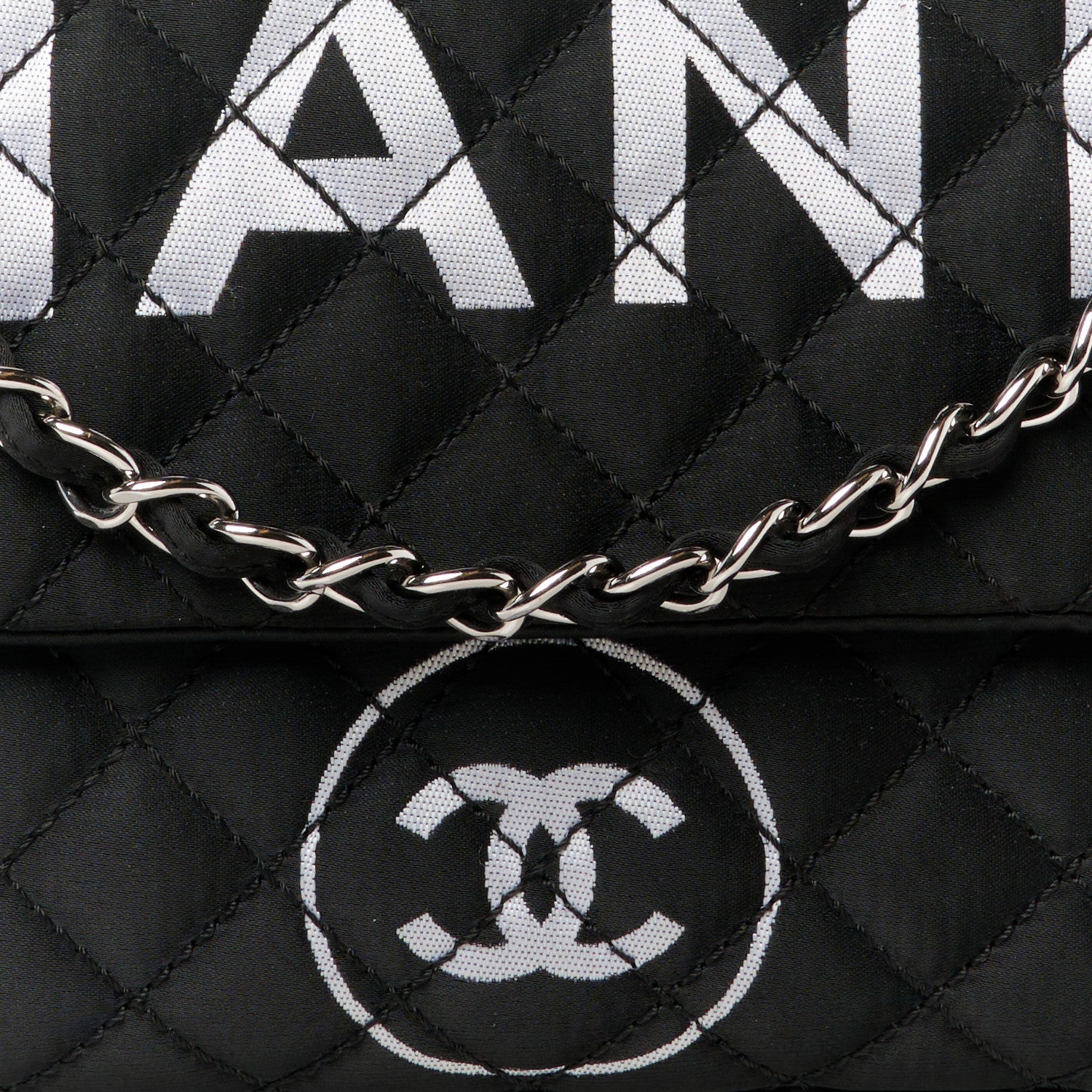 Chanel Nylon Quilted Logo Flap Black 8 of 11