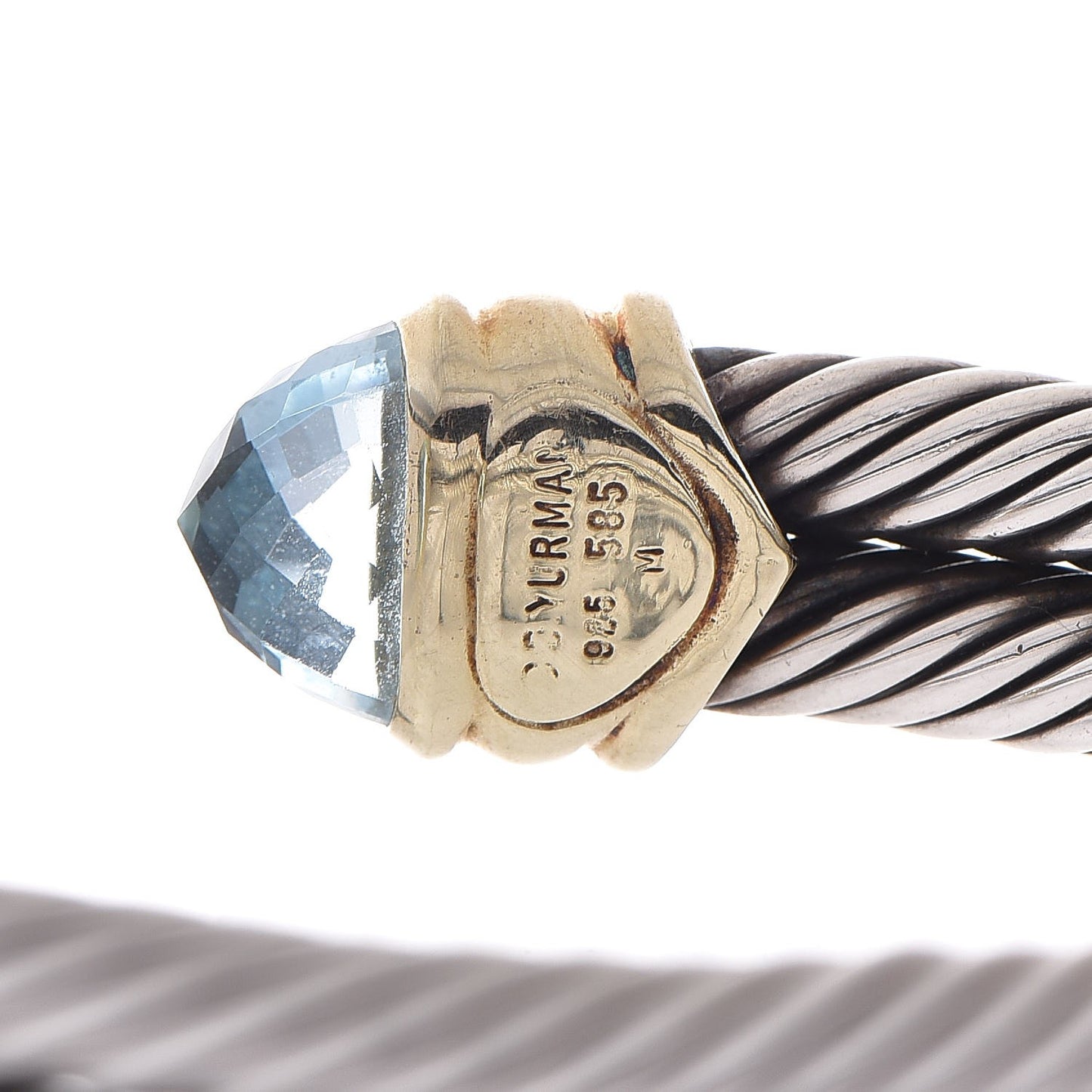Sterling Silver 14K Yellow Gold Blue Topaz Double Cable Bracelet