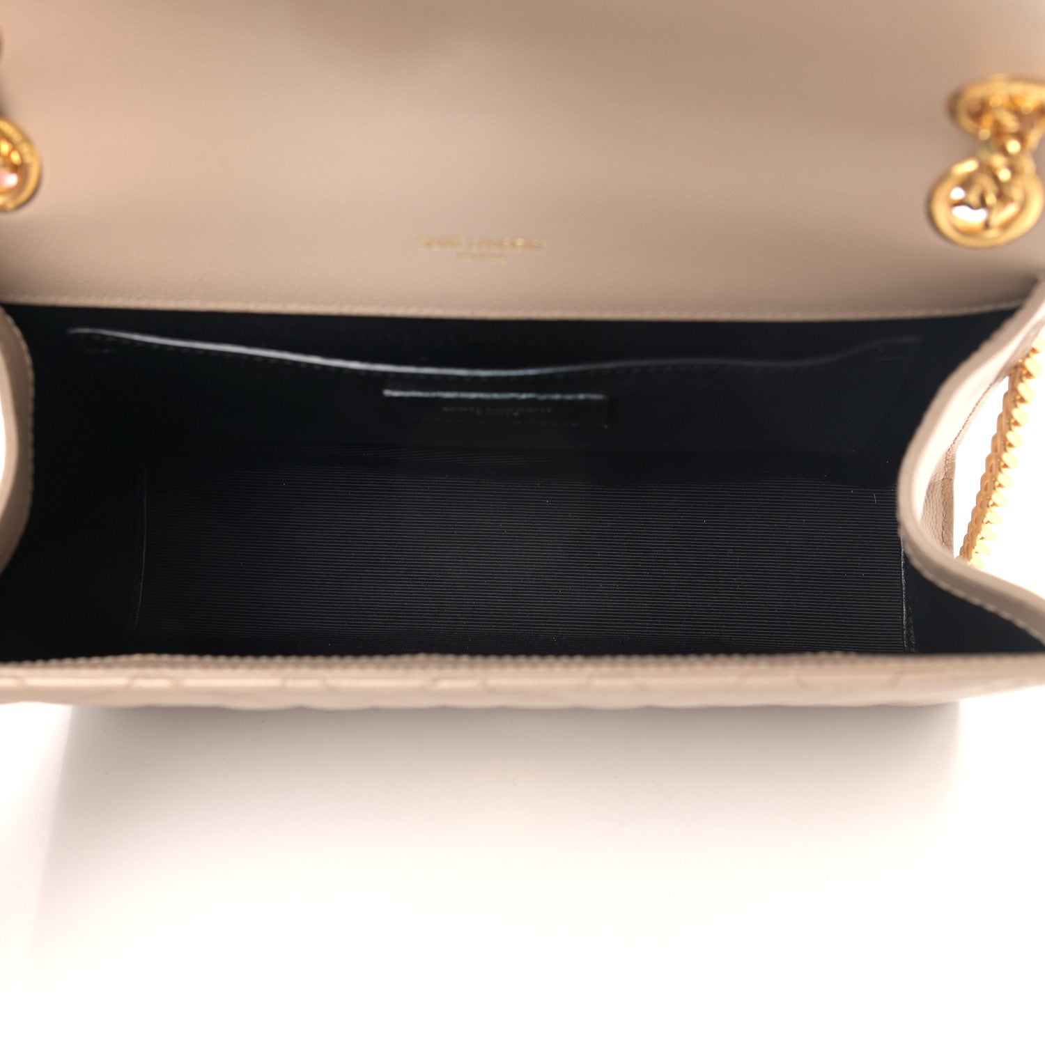 Saint Laurent Grain De Poudre Textured Mixed Matelasse Medium Triquilt Monogram Satchel Dark Beige 5 of 11