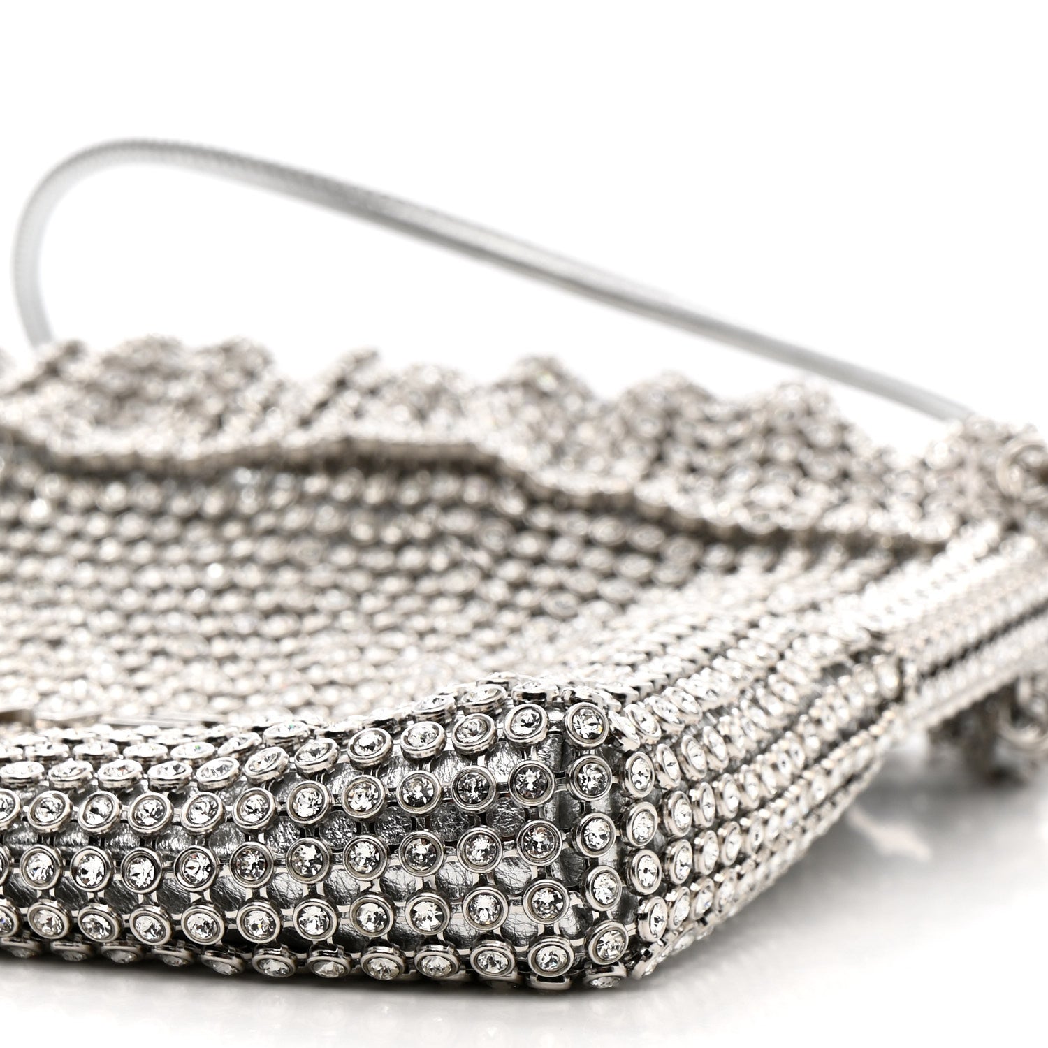 Chanel Crystal Embellished Metallic Lambskin Mini Chanel 22 Silver 9 of 11