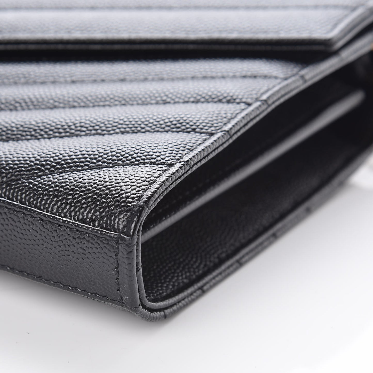 Grain De Poudre Matelasse Chevron Monogram Chain Wallet Black