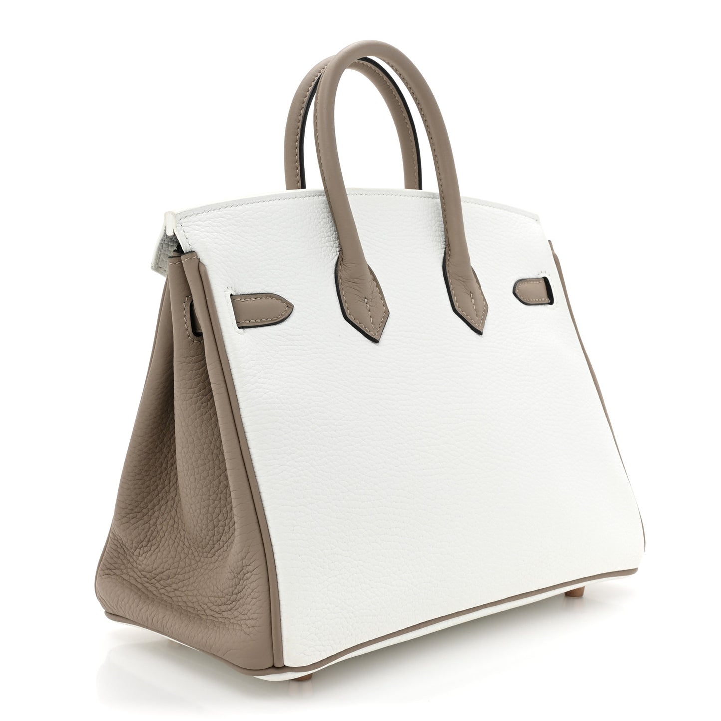 Togo Horseshoe Birkin 25 White Gris Asphalt