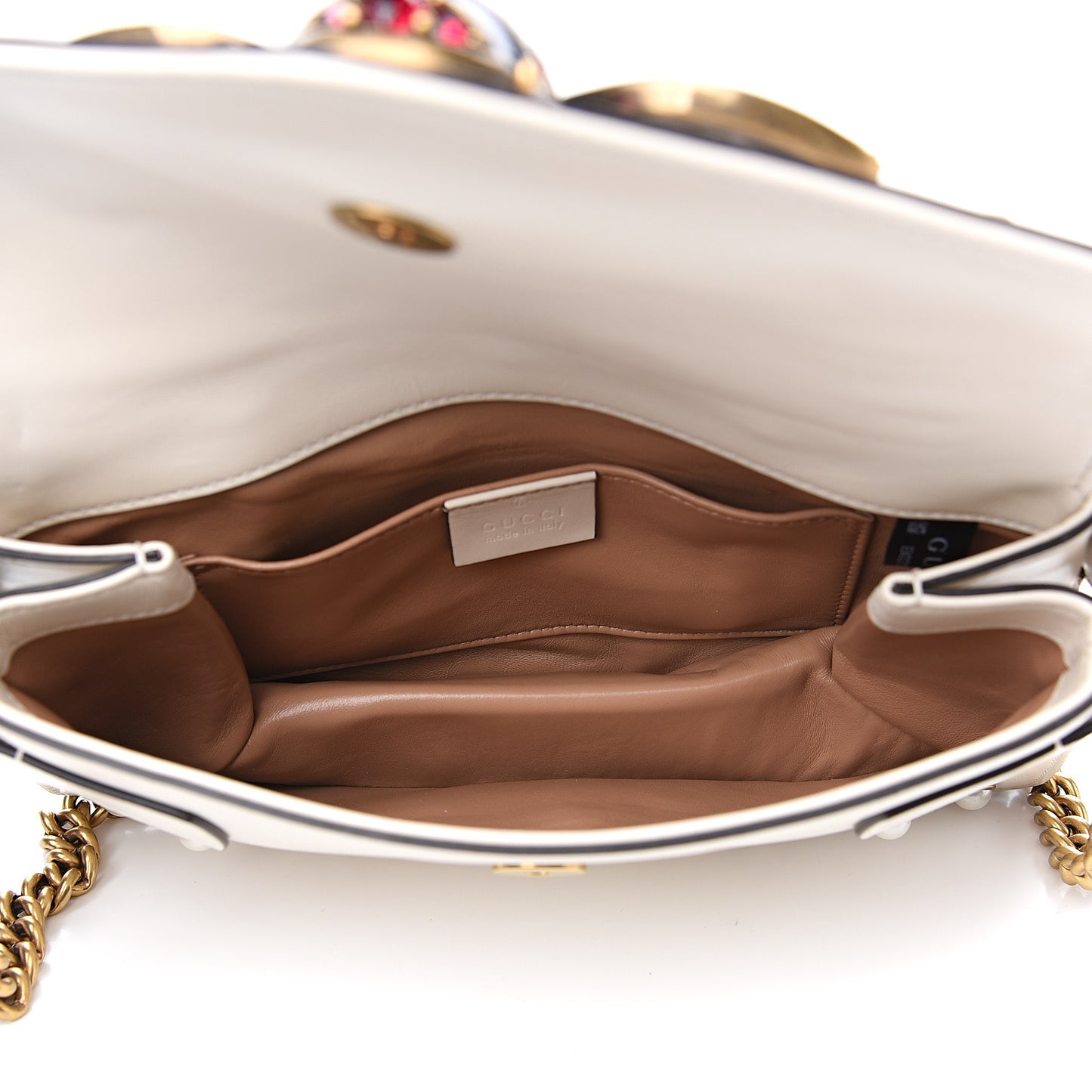 Nappa Pearl Studded Mini Queen Margaret Broadway Shoulder Bag Mystic White