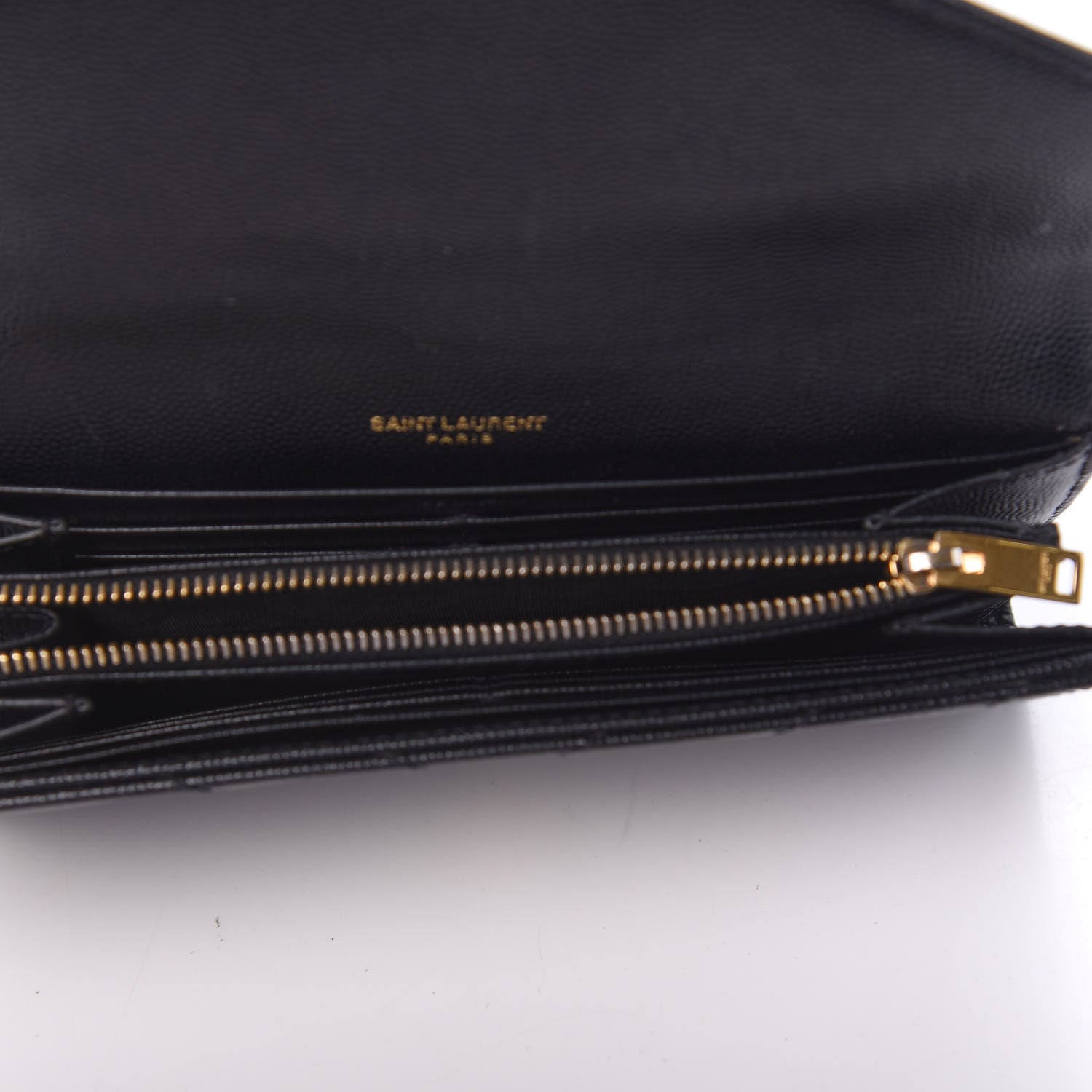 Saint Laurent Grain De Poudre Matelasse Chevron Monogram Flap Wallet Black 5 of 12