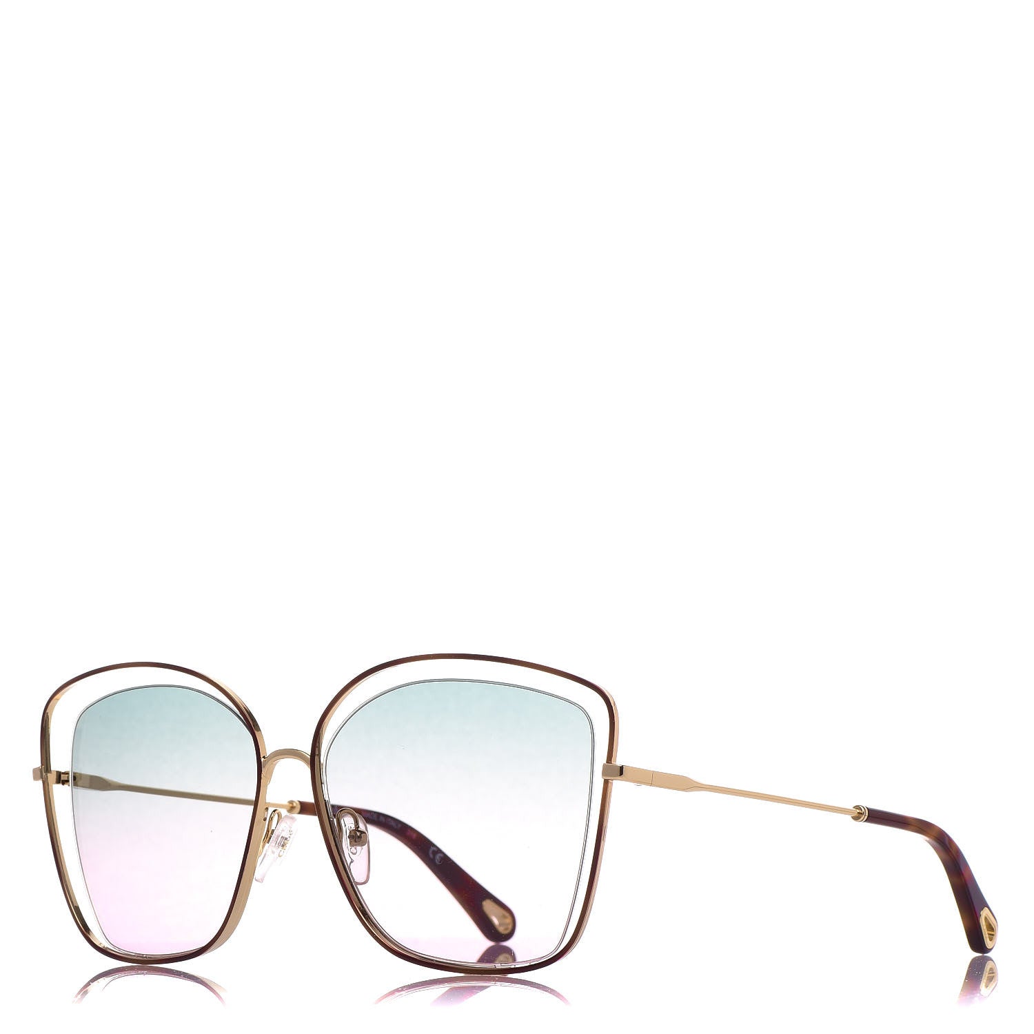 Chloe Poppy Aviator Sunglasses CE 130S Gold Havana 1 of 7
