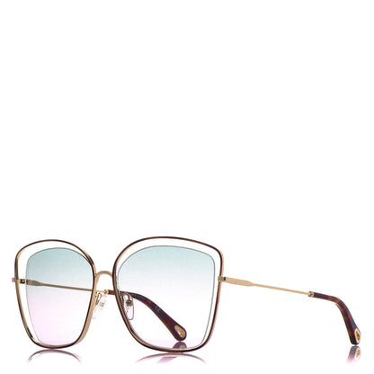 Chloe Poppy Aviator Sunglasses CE 130S Gold Havana 1 of 7