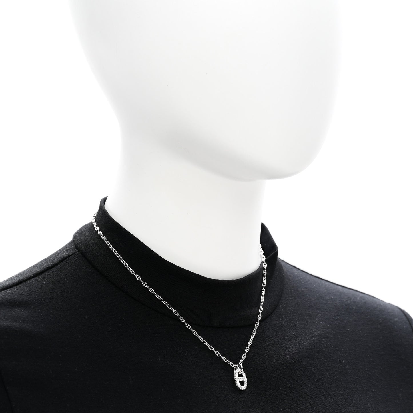 18K White Gold Diamond New Farandole Pendant Necklace ST