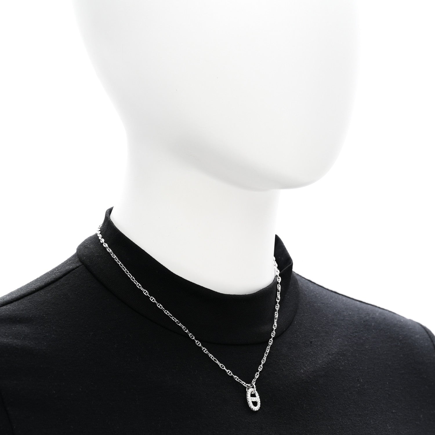 Hermes 18K White Gold Diamond New Farandole Pendant Necklace ST 2 of 5