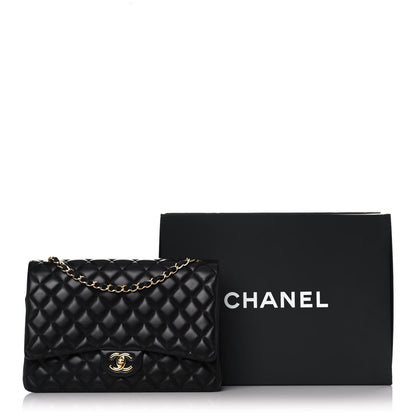 Chanel Lambskin Quilted Maxi Double Flap Black 17 of 17
