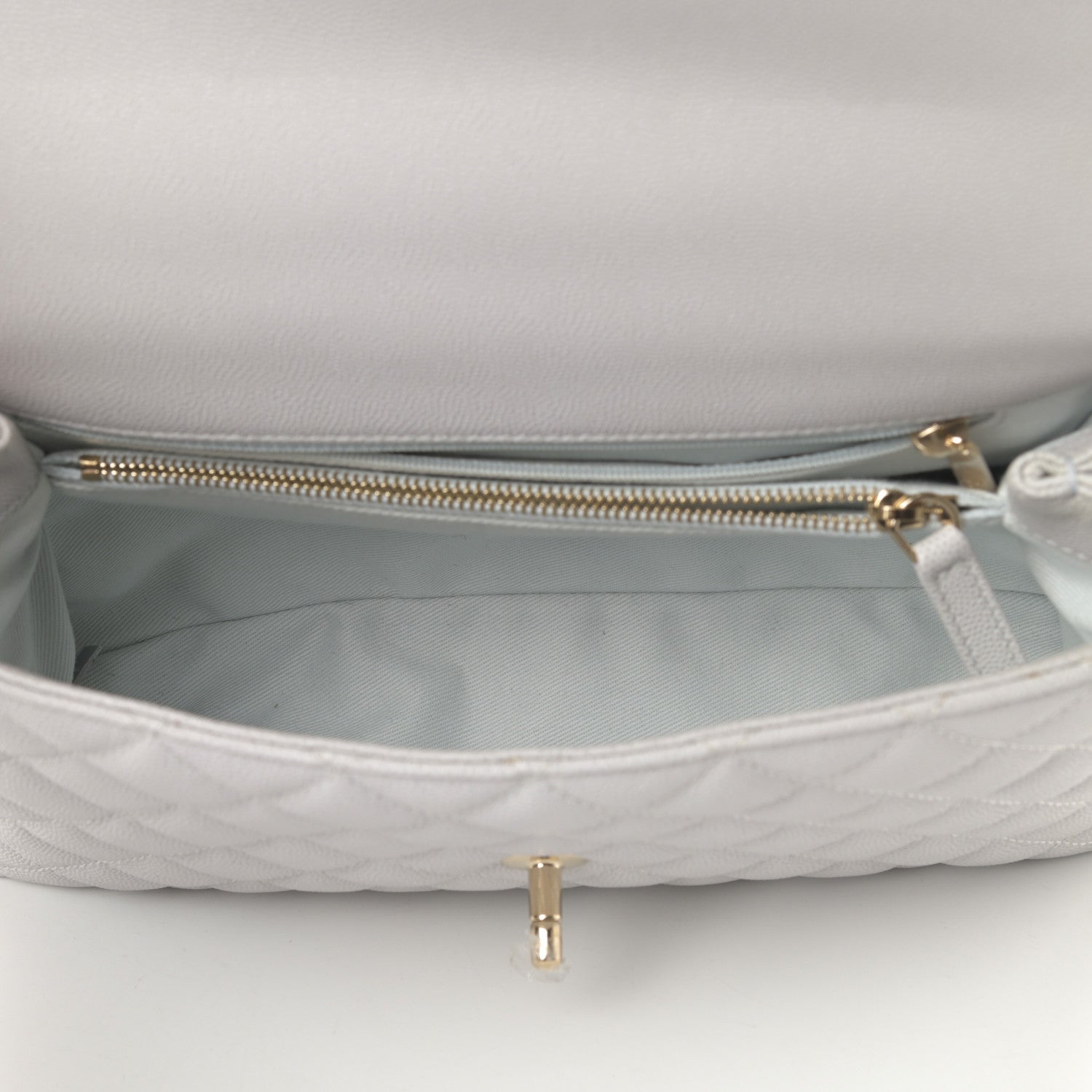 Chanel Caviar Quilted Small Coco Handle Flap Light Grey 5 of 11