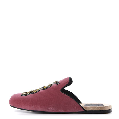 Gucci Velvet Crystal Snake Embroidered Womens Slippers 40 Tibet Red 1 of 8